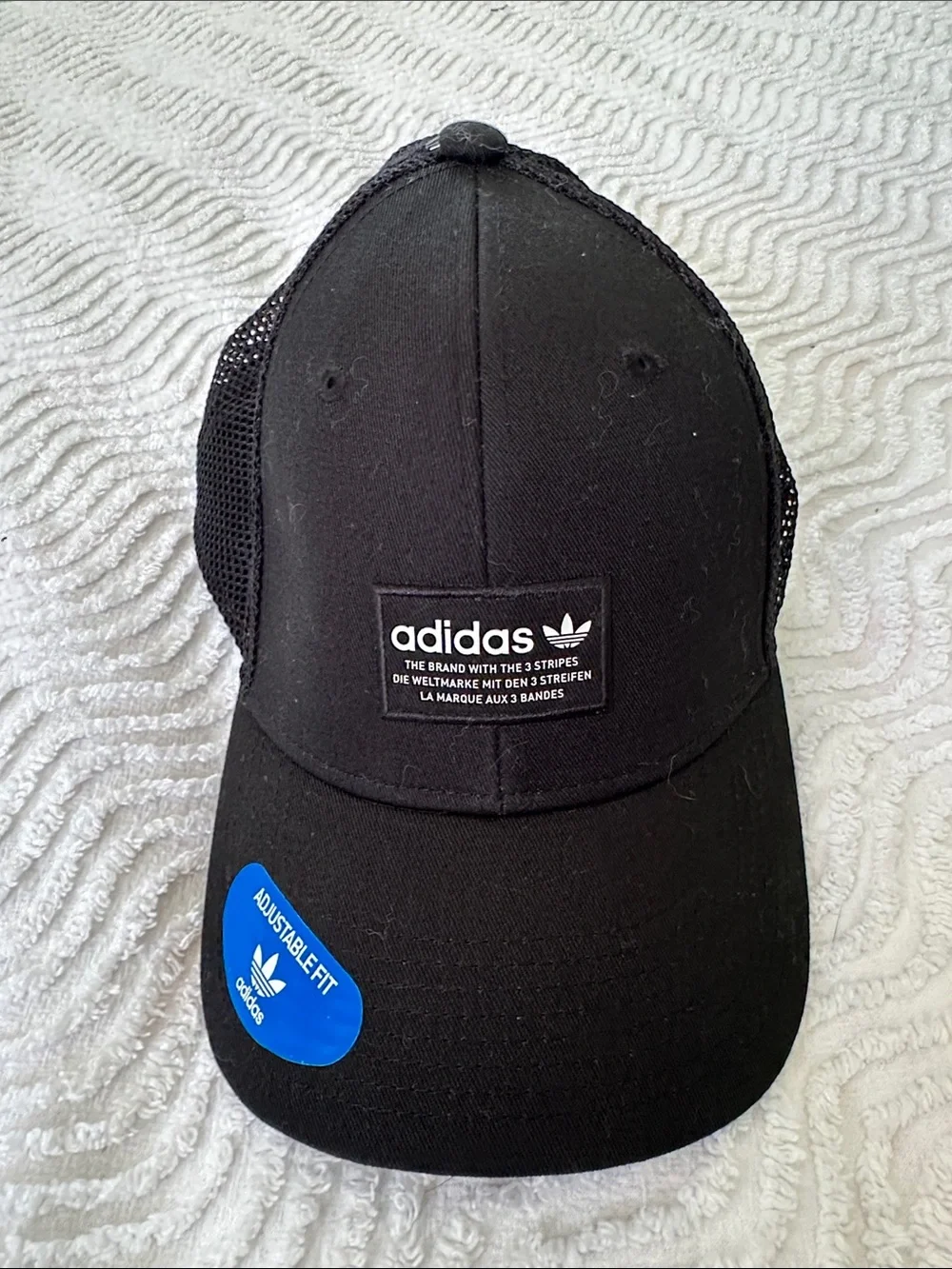 adidas Black Mesh-Back Baseball Cap with Logo Patch